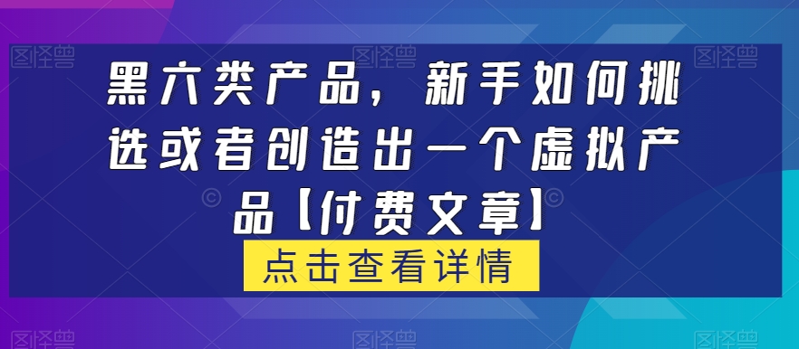 黑六类虚拟产品，新手如何挑选或者创造出一个虚拟产品【付费文章】-千城资源网