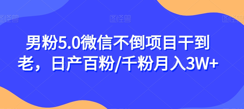 男粉5.0微信不倒项目干到老，日产百粉/千粉月入3W+【揭秘】-千城资源网