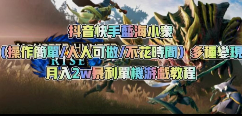 抖音快手蓝海小众（操作简单人人可做不花时间）多种变现月入2w＋暴利单机游戏教程-千城资源网