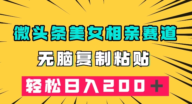 微头条冷门美女相亲赛道，无脑复制粘贴，轻松日入200＋【揭秘】-千城资源网