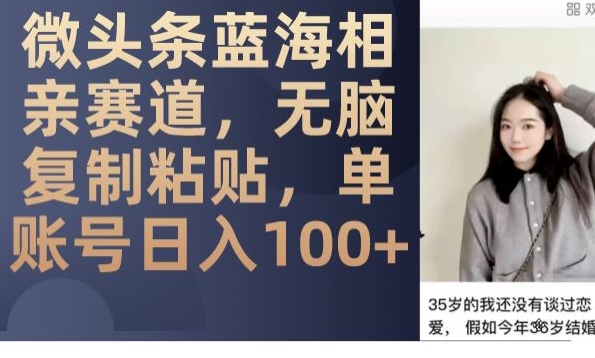 微头条蓝海相亲赛道，无脑复制粘贴，单账号日入100+-千城资源网