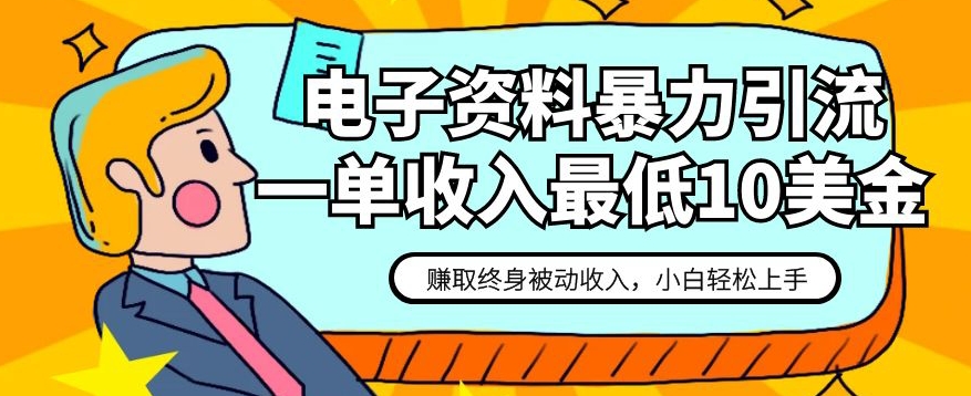 电子资料暴力引流，一单最低10美金，赚取终身被动收入，保姆级教程【揭秘】-千城资源网