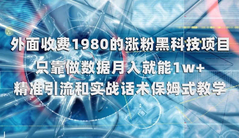 外面收费1980的涨粉黑科技项目，只靠做数据月入就能1w+【揭秘】-千城资源网