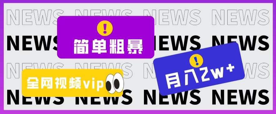 简单粗暴零成本，高回报，全网视频VIP掘金项目，月入2万＋【揭秘】-千城资源网
