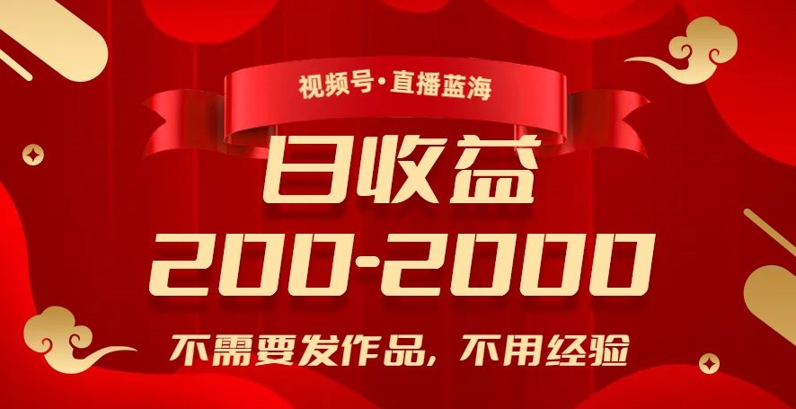 视频号直播蓝海，不需要发作品，不用经验，日入200-2000+【揭秘】-千城资源网