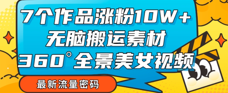 7个作品涨粉10W+，无脑搬运素材，全景美女视频爆款玩法分享【揭秘】-千城资源网