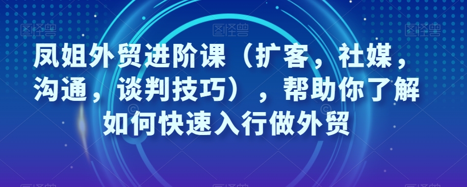 凤姐外贸进阶课（扩客，社媒，沟通，谈判技巧），帮助你了解如何快速入行做外贸-千城资源网