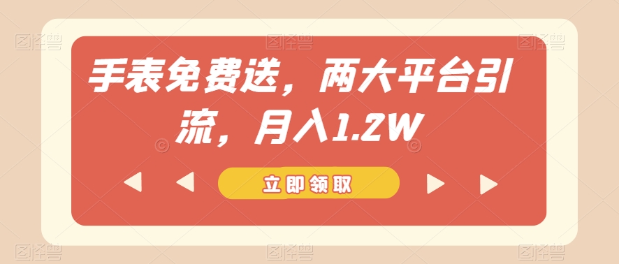 手表免费送，两大平台引流，月入1.2W【揭秘】-千城资源网