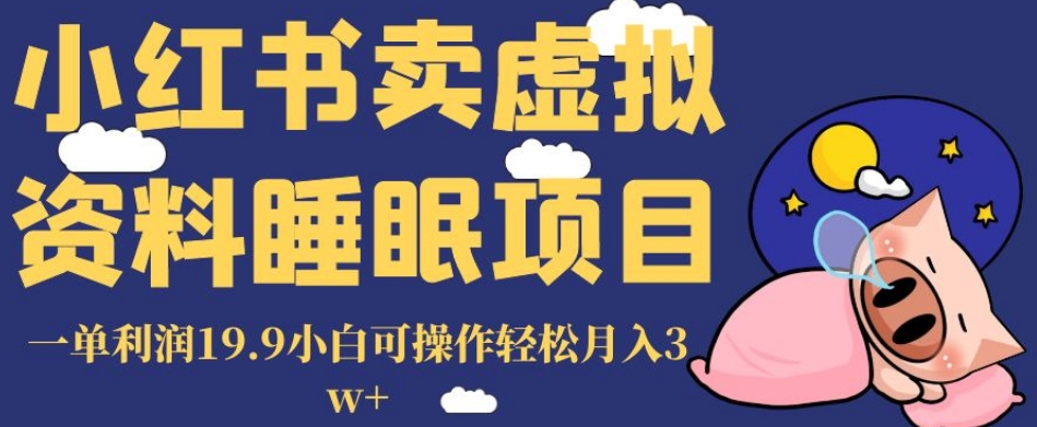 小红书卖虚拟资料睡眠项目，一单利润19.9小白可操作轻松月入3w+【揭秘】-千城资源网