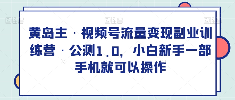 黄岛主·视频号流量变现副业训练营·公测1.0，小白新手一部手机就可以操作-千城资源网