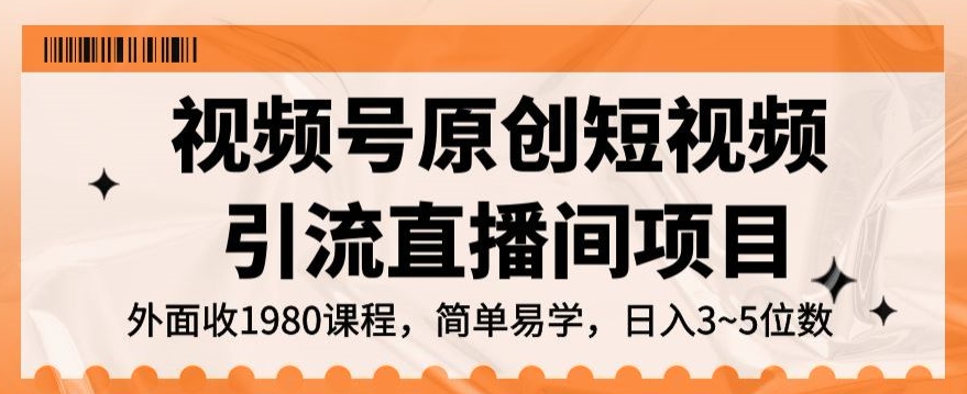 视频号原创短视频引流直播间项目，日入3~5五位数【揭秘】-千城资源网
