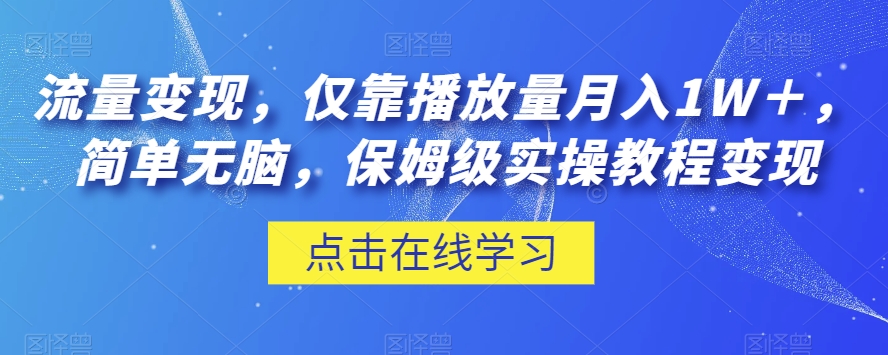 流量变现，仅靠播放量月入1W＋，简单无脑，保姆级实操教程【揭秘】-千城资源网
