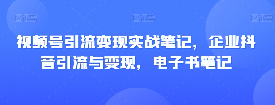 视频号引流变现实战笔记，企业抖音引流与变现，电子书笔记-千城资源网