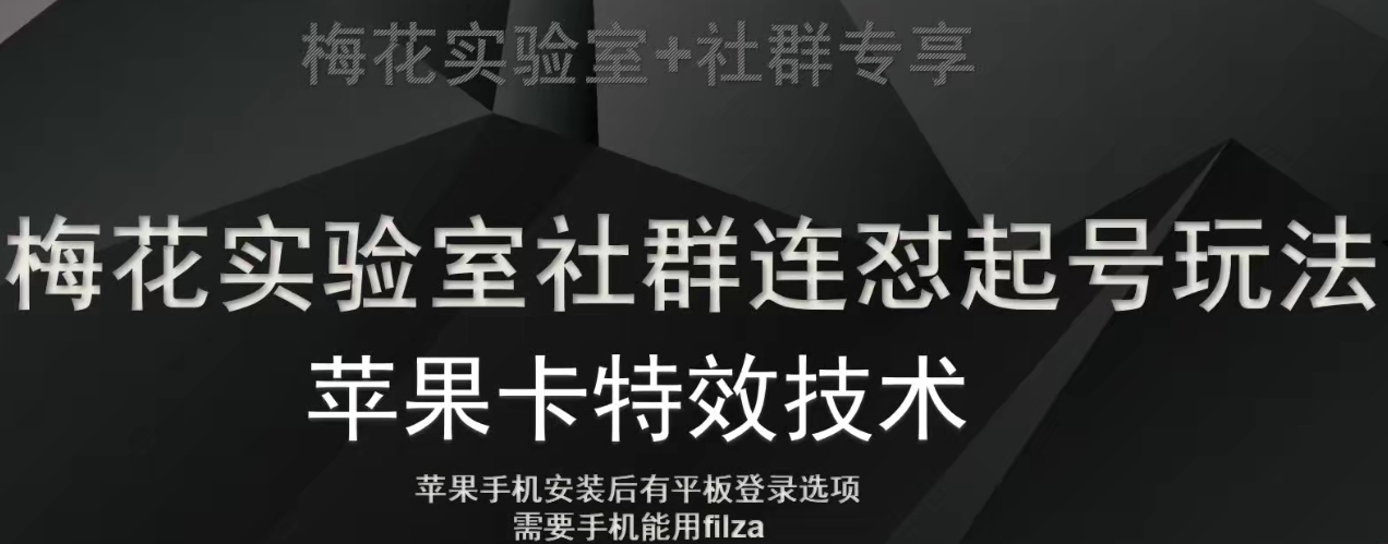 梅花实验室社群视频号连怼起号玩法，最新苹果卡特效技术-千城资源网