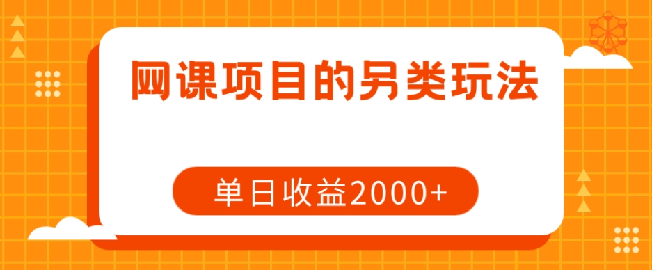 网课项目的另类玩法，单日收益2000+【揭秘】-千城资源网