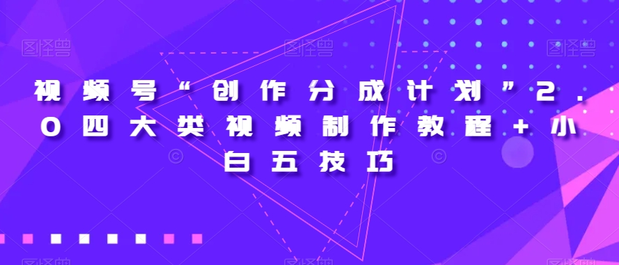 视频号“创作分成计划”2.0四大类视频制作教程+小白五技巧【揭秘】-千城资源网