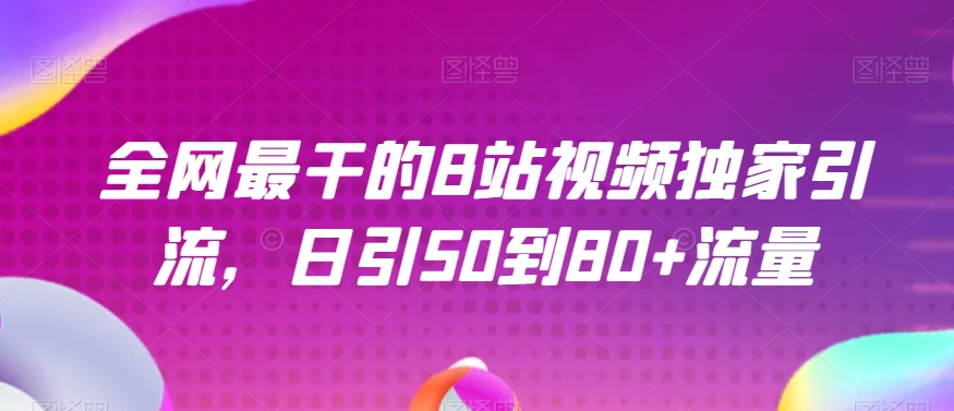 全网最干的B站视频独家引流，日引50到80+流量【揭秘】-千城资源网