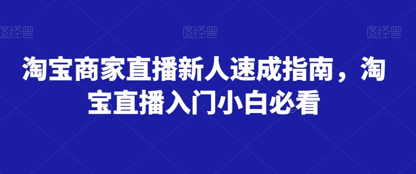 淘宝商家直播新人速成指南，淘宝直播入门小白必看-千城资源网