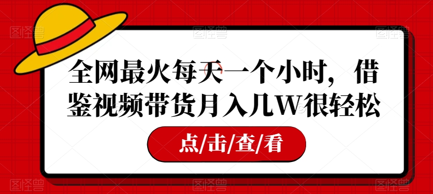 全网最火每天一个小时，借鉴视频带货月入几W很轻松【揭秘】-千城资源网