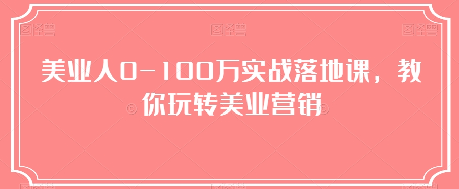 美业人0-100万实战落地课，教你玩转美业营销-千城资源网