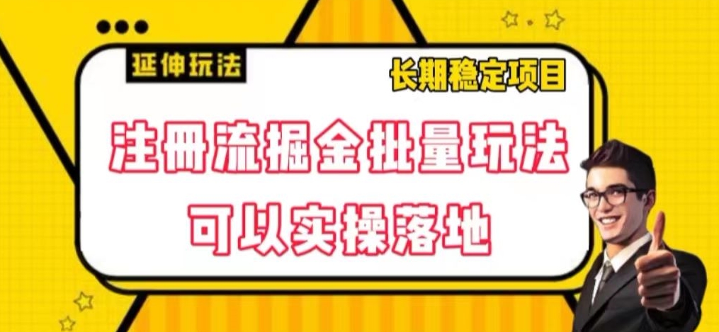 注册流掘金批量玩法，可以实操落地【揭秘】-千城资源网