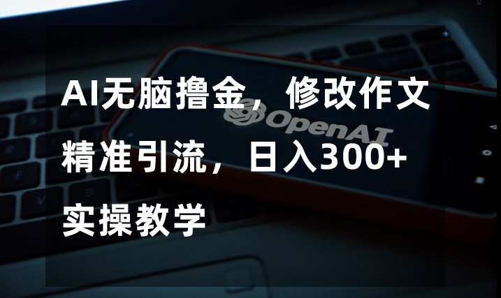 AI无脑撸金，修改作文精准引流，日入300+，实操教学【揭秘】-千城资源网