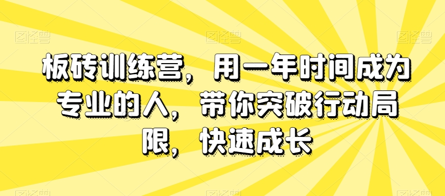 板砖训练营，用一年时间成为专业的人，带你突破行动局限，快速成长-千城资源网