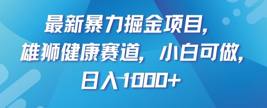 最新暴力掘金项目，雄狮健康赛道，小白可做，日入1000+【揭秘】-千城资源网