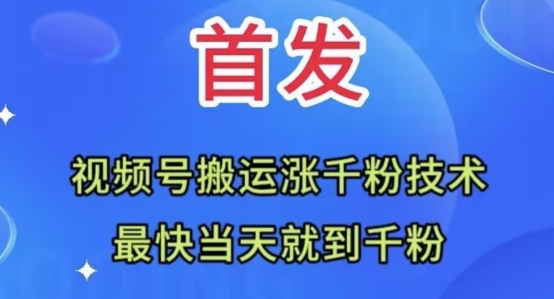 全网首发：视频号无脑搬运涨千粉技术，最快当天到千粉【揭秘】-千城资源网