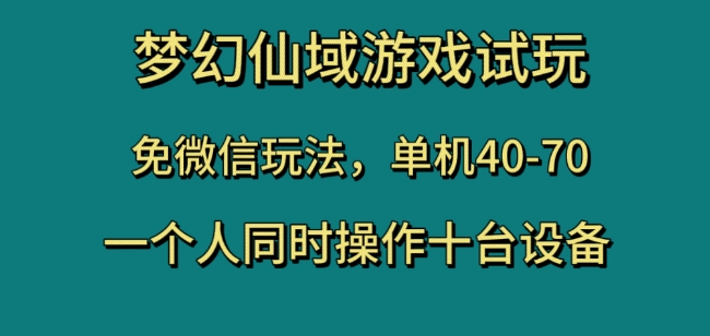 梦幻仙域游戏试玩，免微信玩法，单机40-70，一个人同时操作十台设备【揭秘】-千城资源网