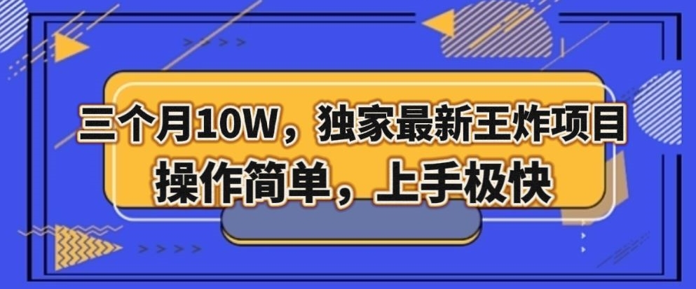 三个月10W，独家最新王炸项目！操作简单，上手极快【揭秘】-千城资源网