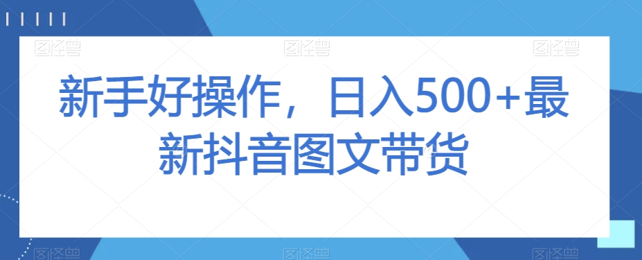 新手好操作，日入500+最新抖音图文带货【揭秘】-千城资源网