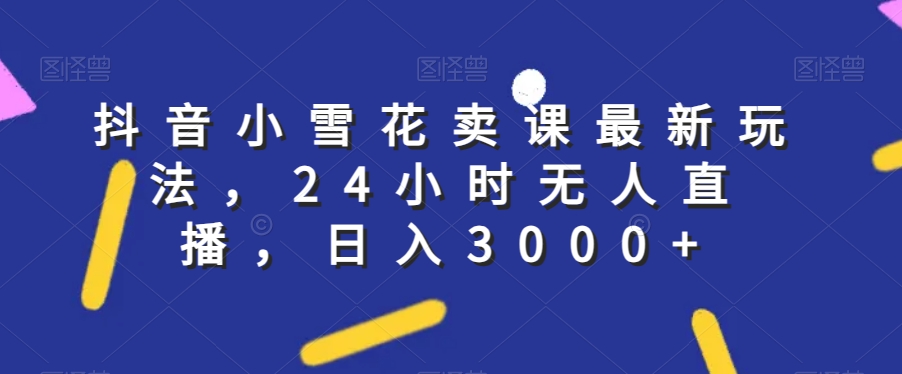 抖音小雪花卖课最新玩法，24小时无人直播，日入3000+【揭秘】-千城资源网