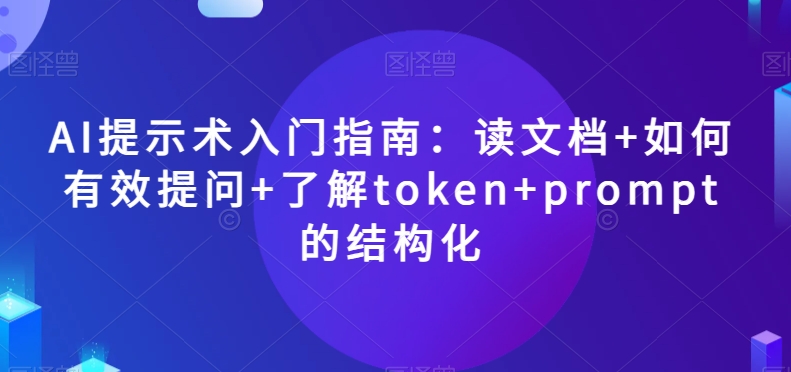 AI提示术入门指南：读文档+如何有效提问+了解token+prompt的结构化【揭秘】-千城资源网