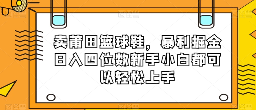 卖莆田篮球鞋，暴利掘金日入四位数新手小白都可以轻松上手【揭秘】-千城资源网