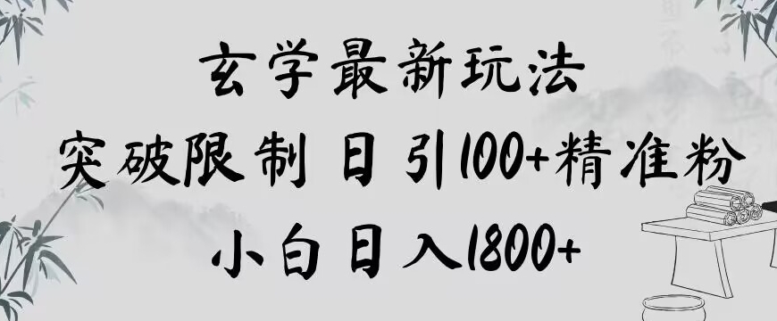 玄学新玩法，突破限制，日引100+精准粉，小白日入1800+【揭秘】-千城资源网
