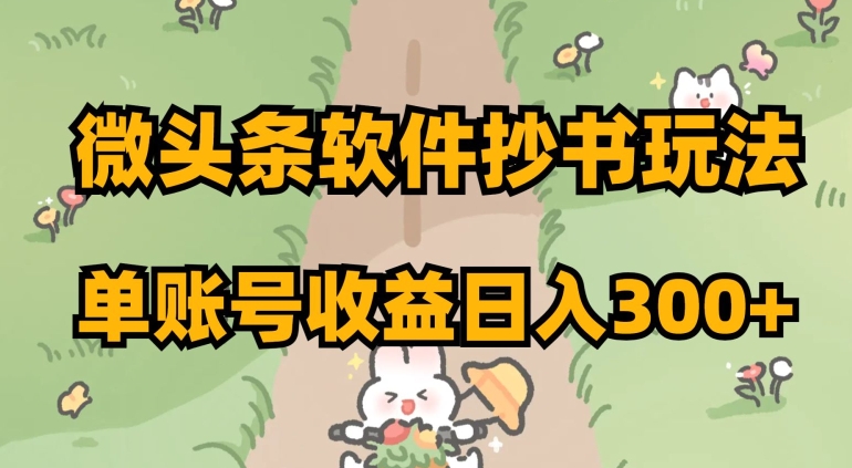微头条软件抄书玩法，单账号收益日入300+【揭秘】-千城资源网