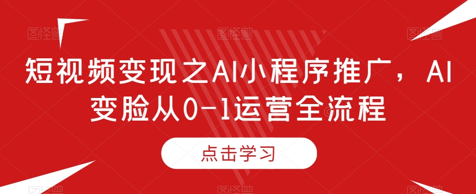 短视频变现之AI小程序推广，AI变脸从0-1运营全流程-千城资源网