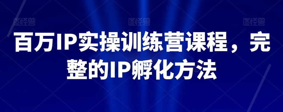 百万IP实操训练营课程，完整的IP孵化方法-千城资源网