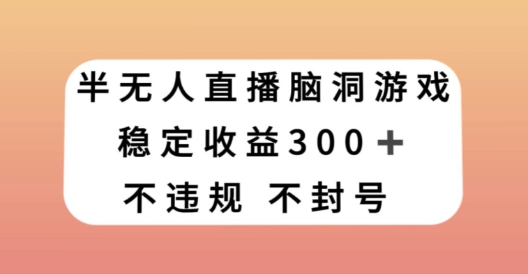 半无人直播脑洞小游戏，每天收入300+，保姆式教学小白轻松上手【揭秘】-千城资源网