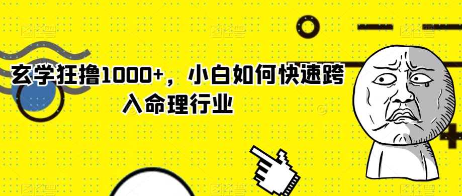 玄学狂撸1000+，小白如何快速跨入命理行业【揭秘】-千城资源网