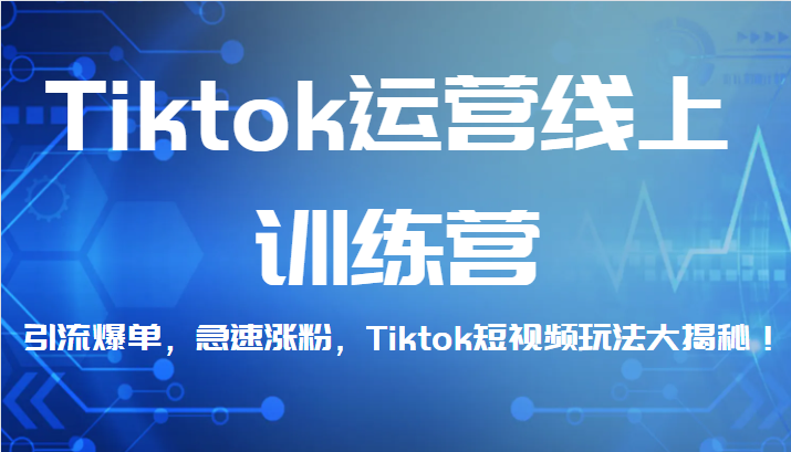 Tiktok运营线上训练营，引流爆单，急速涨粉，Tiktok短视频玩法大揭秘！-千城资源网