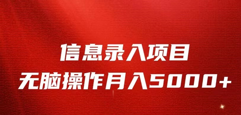 信息录入返佣项目，小白无脑复制粘贴，月入5K+-千城资源网