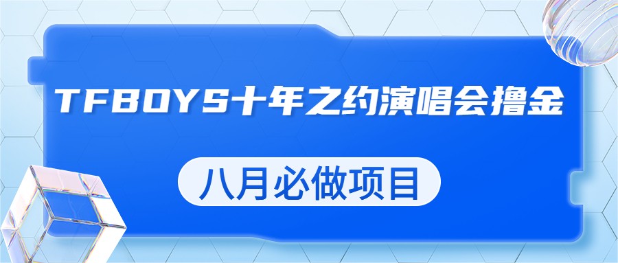 最新蓝海项目，靠最近非常火的TFBOYS十年之约演唱会流量掘金，八月必做的项目-千城资源网