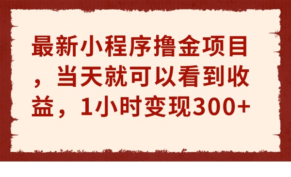 最新小程序撸金项目，当天就可以看到收益，1小时变现300+-千城资源网
