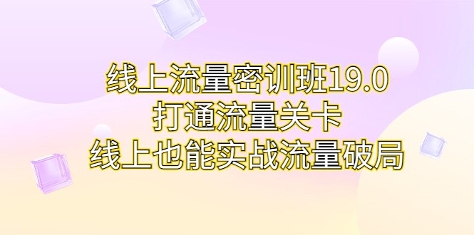 线上流量密训班19.0，打通流量关卡，线上也能实战流量破局-千城资源网