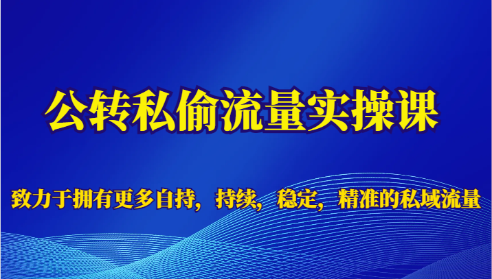 公转私偷流量实操课，致力于拥有更多自持，持续，稳定，精准的私域流量-千城资源网