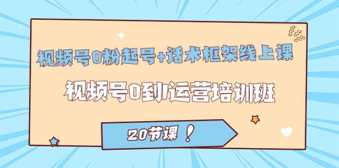 视频号·0粉起号+话术框架线上课：视频号0到1运营培训班（20节课）-千城资源网