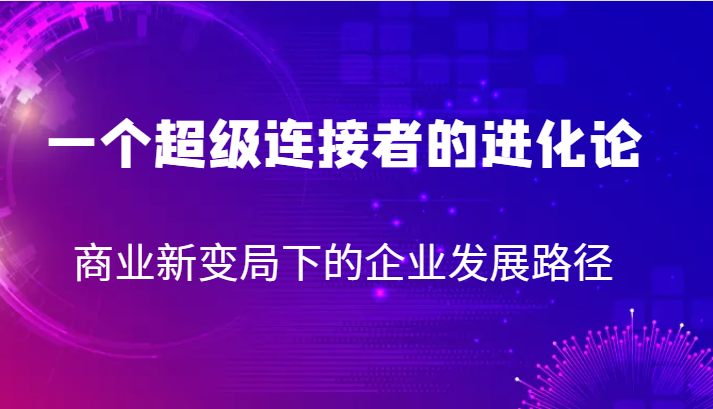 一个超级连接者的进化论 商业新变局下的企业发展路径-千城资源网