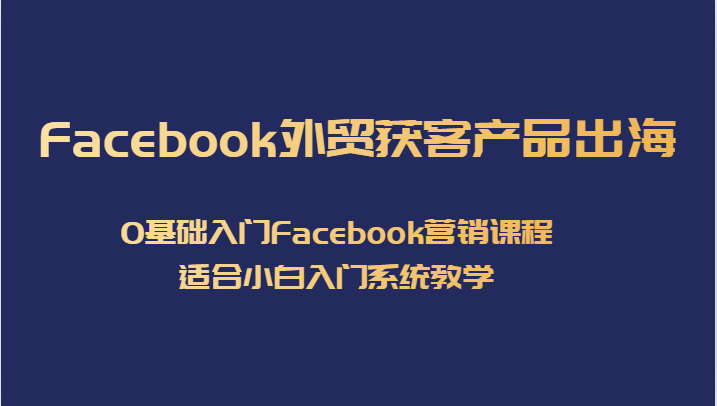 Facebook外贸获客产品出海，0基础入门Facebook营销课程，适合小白入门系统教学-千城资源网
